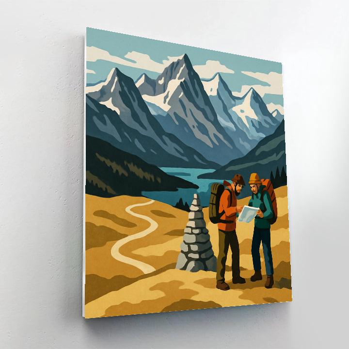 Cartographers Overlook With Mountain Horizon Number painting
