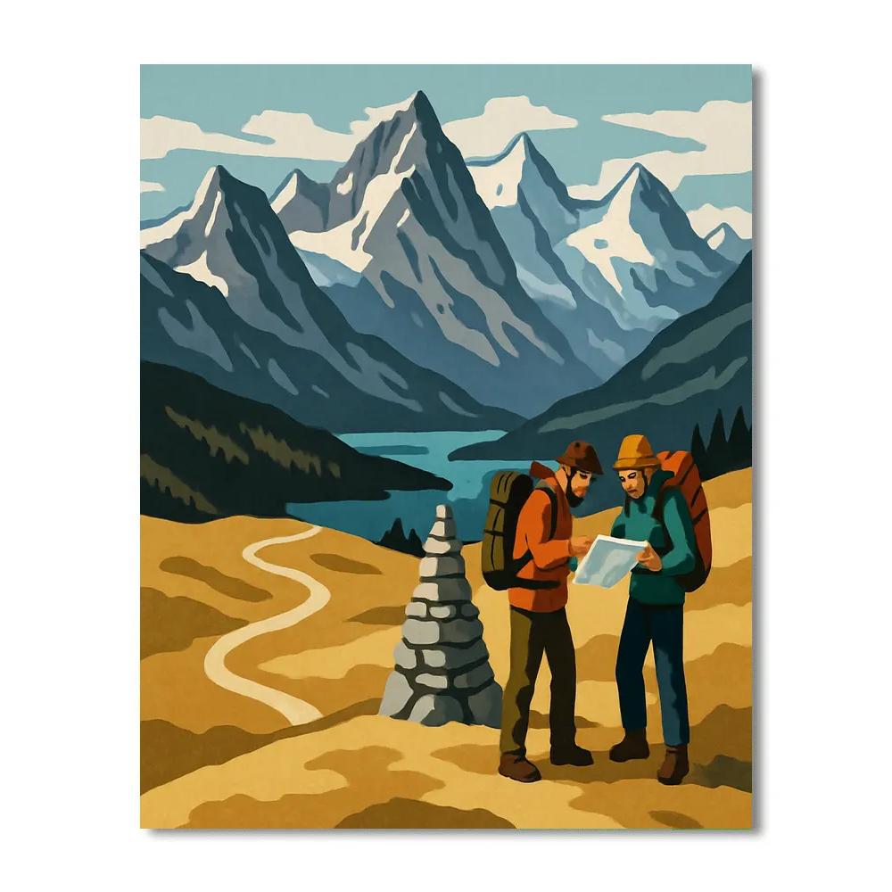 Cartographers Overlook With Mountain Horizon Number painting