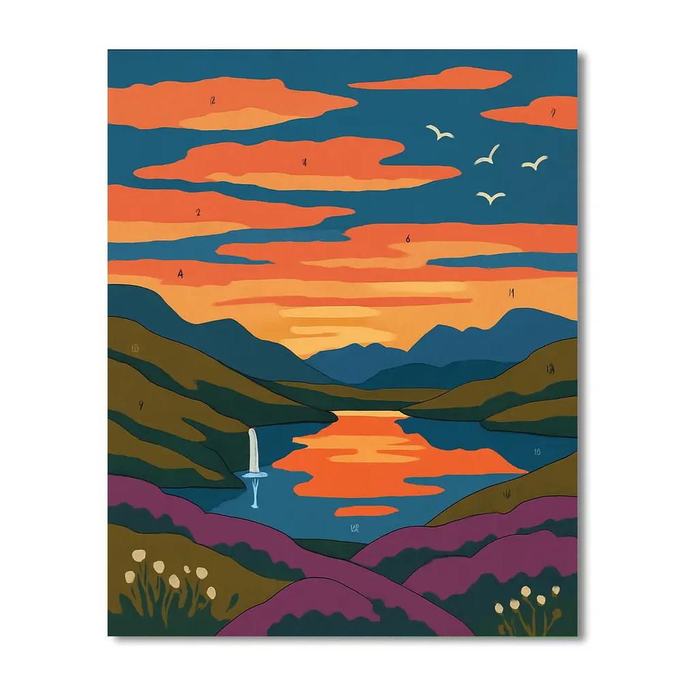 Moorland Landscape With Mirror Lake Numbered painting kits