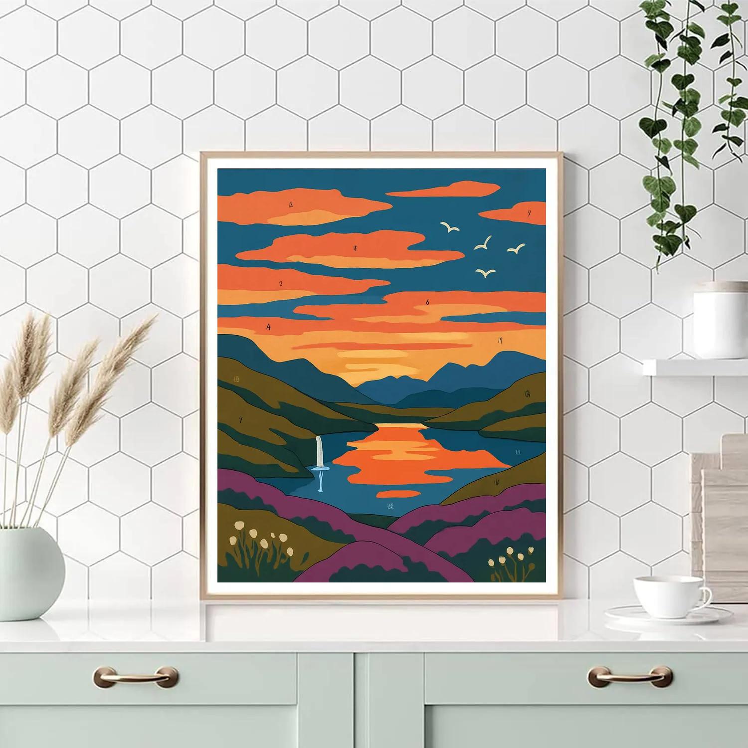Moorland Landscape With Mirror Lake Numbered painting kits
