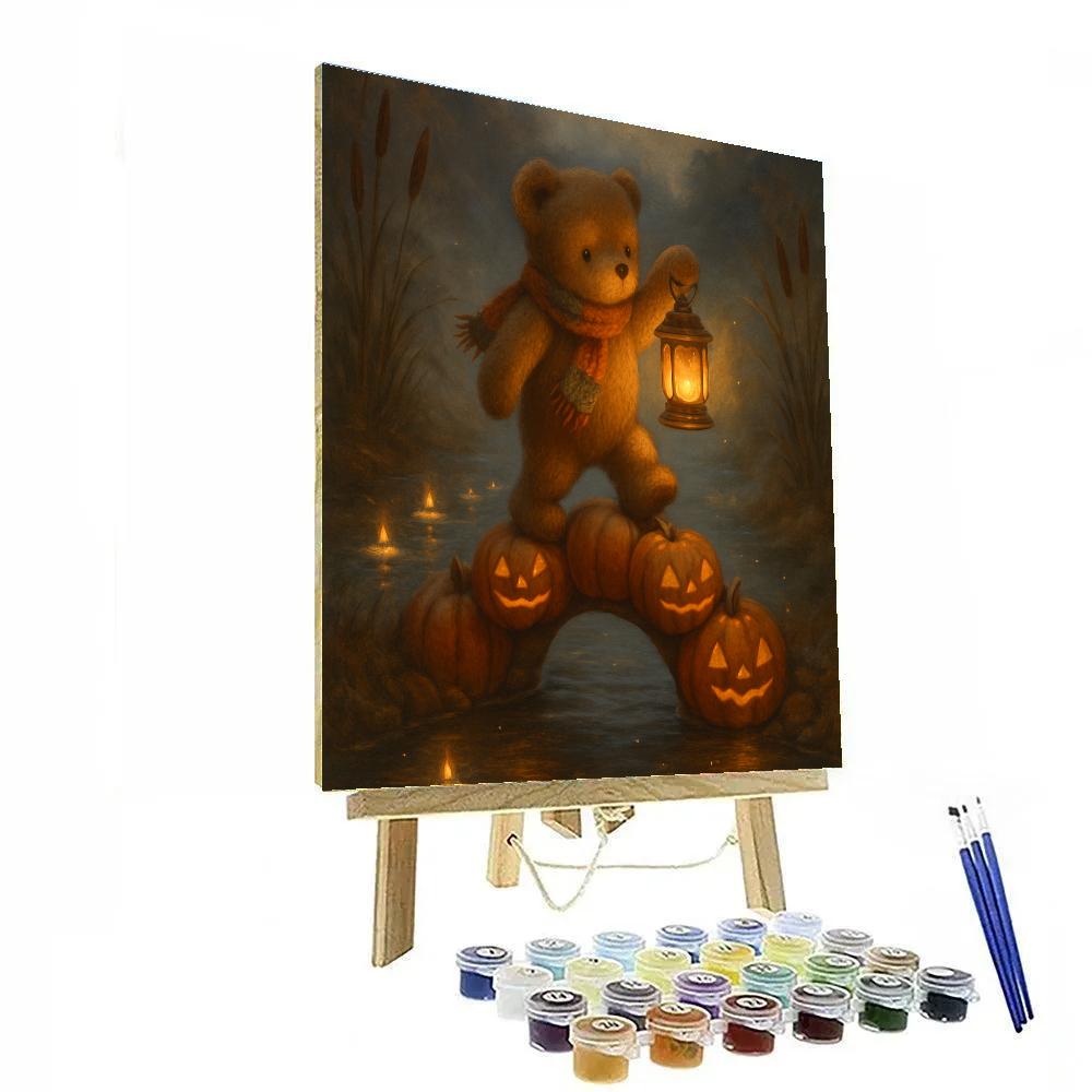 Lantern Bear And The Pumpkin Bridge paint by color