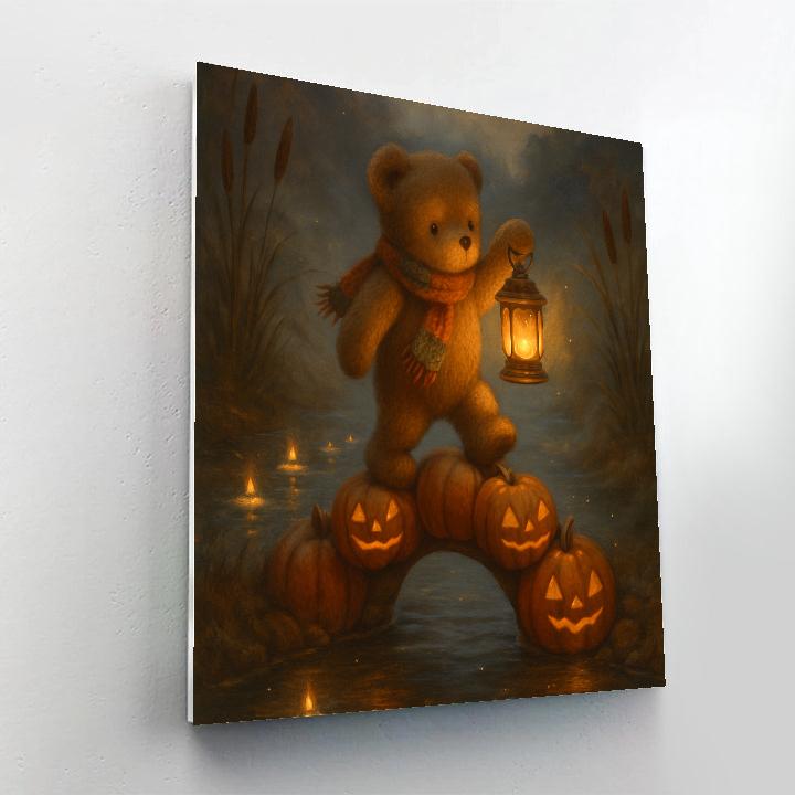 Lantern Bear And The Pumpkin Bridge paint by color