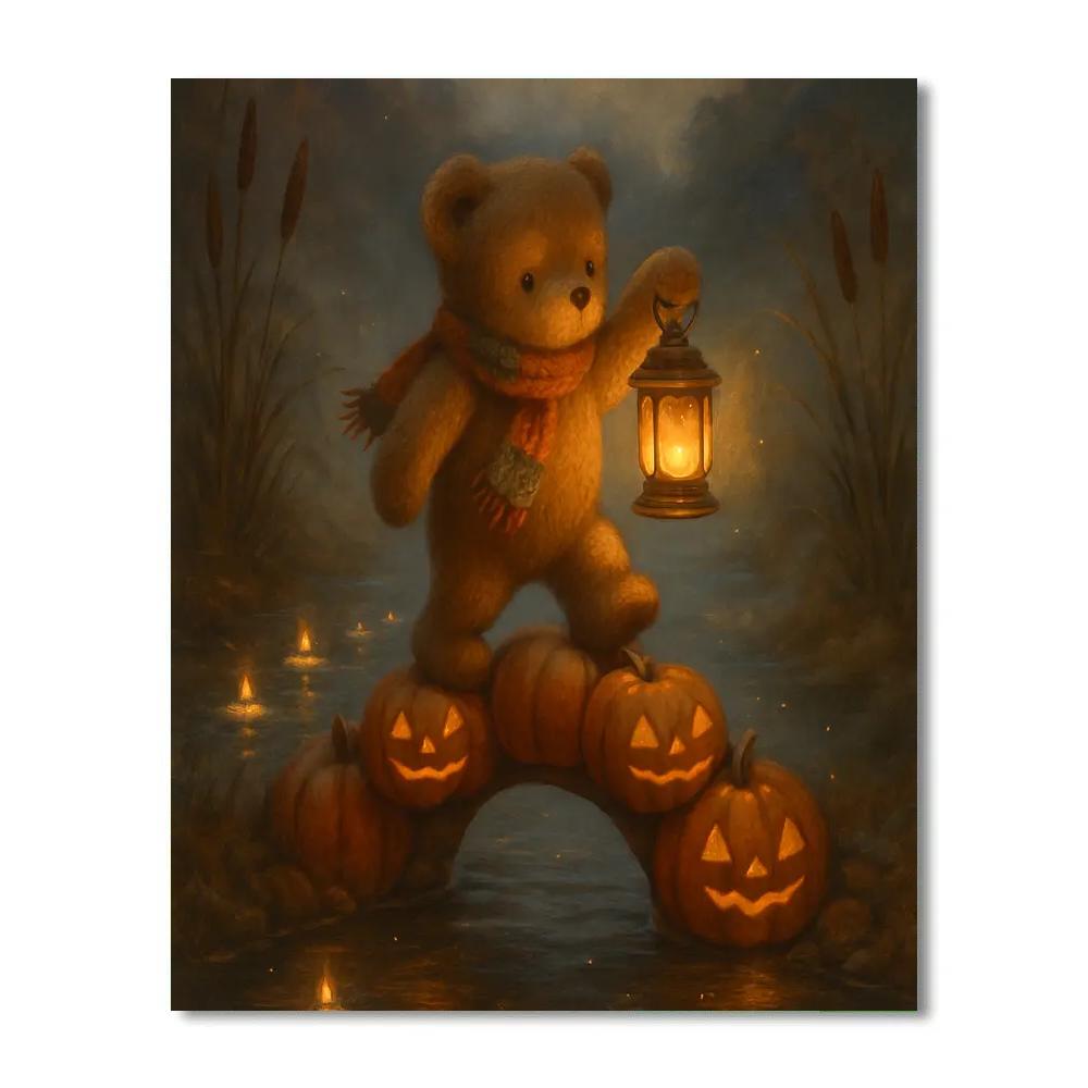 Lantern Bear And The Pumpkin Bridge paint by color