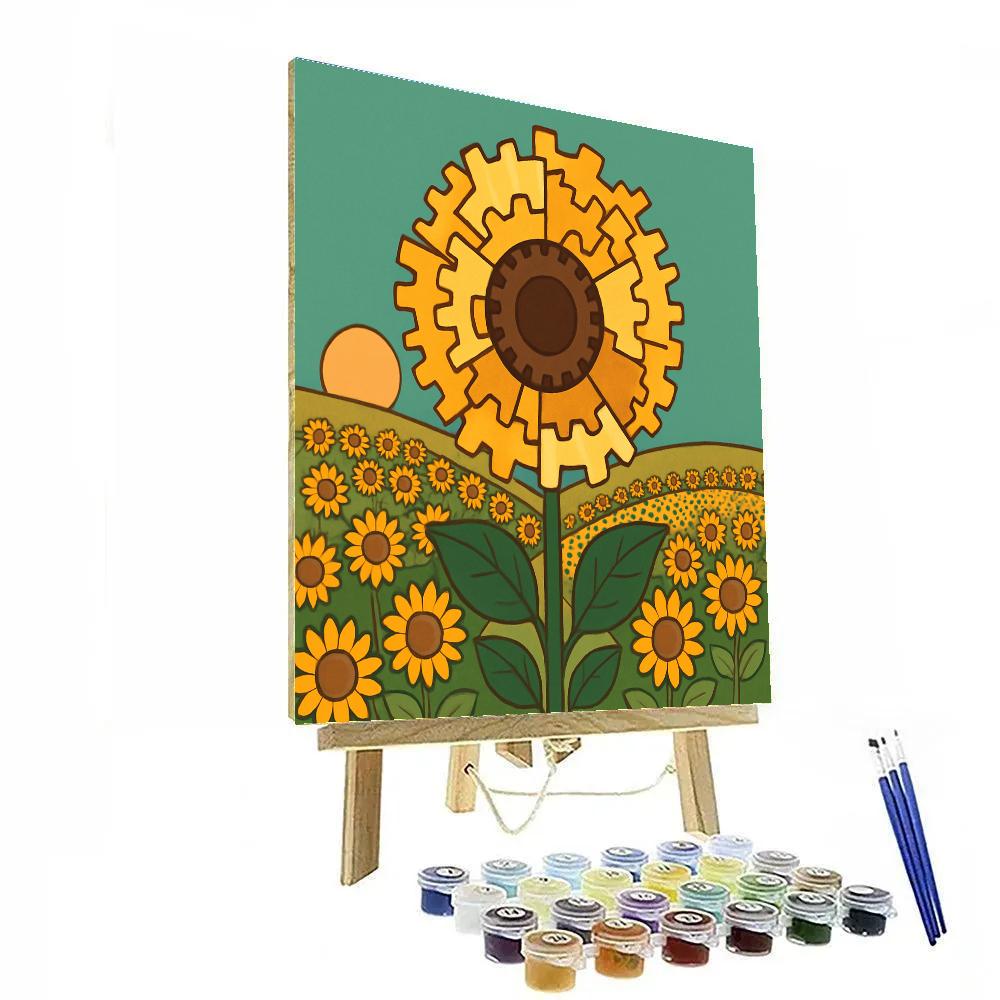 Clockwork Bloom Sunflower Panorama paint by number