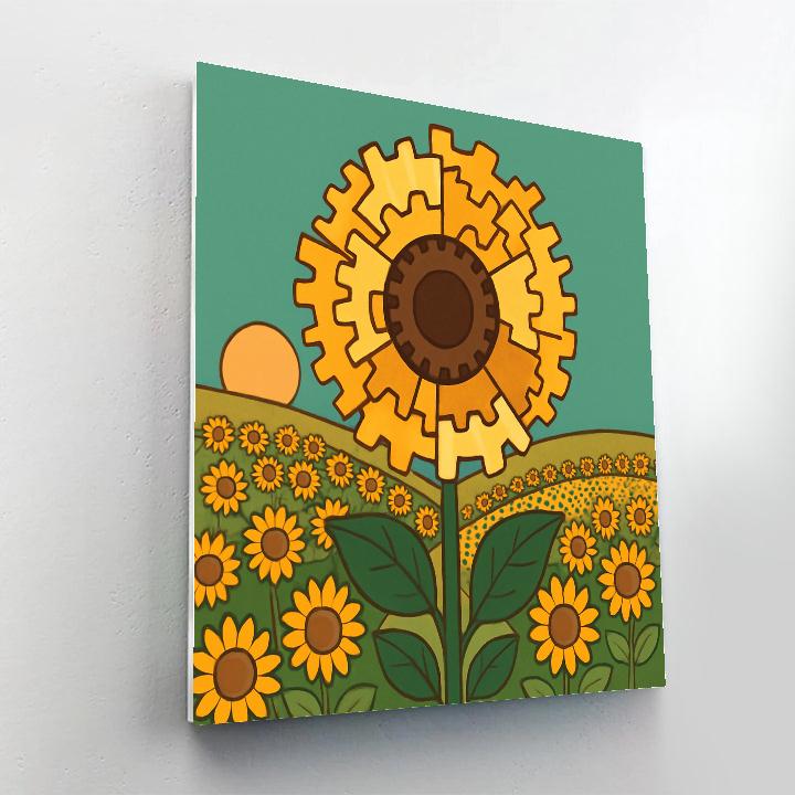 Clockwork Bloom Sunflower Panorama paint by number