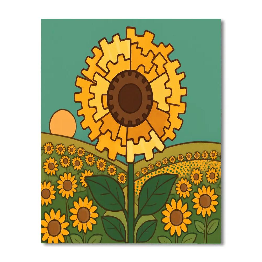 Clockwork Bloom Sunflower Panorama paint by number