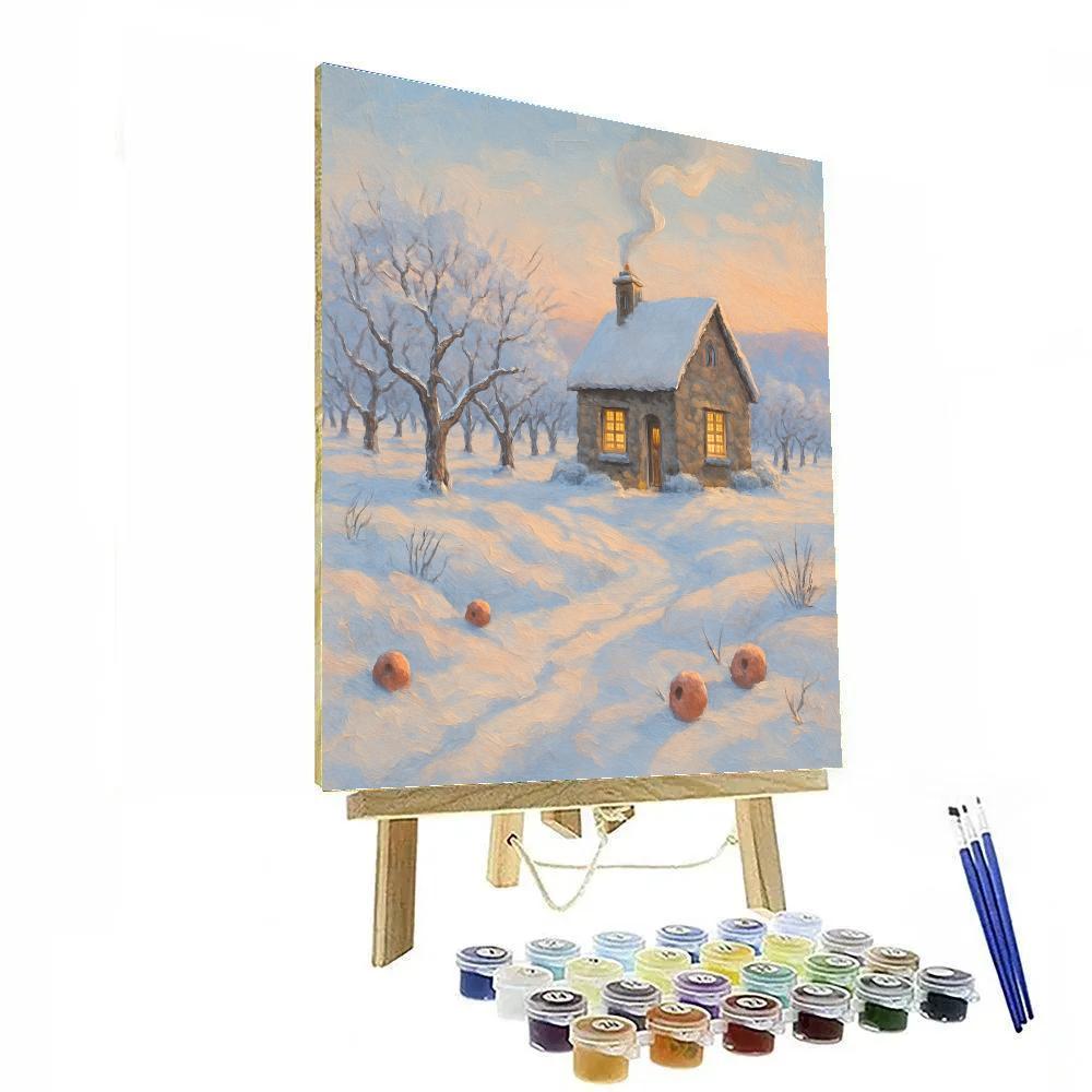 Sunrise Smoke Above The Orchard Cottage paint by number