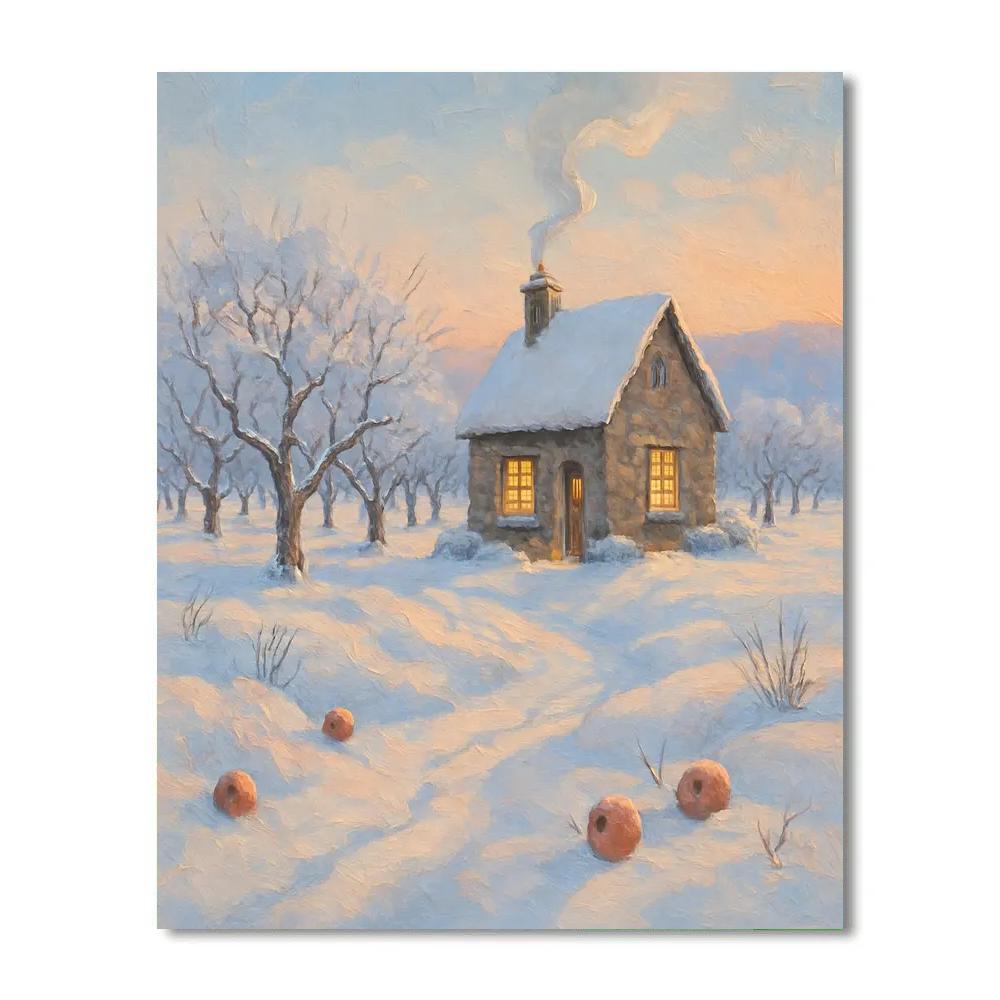 Sunrise Smoke Above The Orchard Cottage paint by number