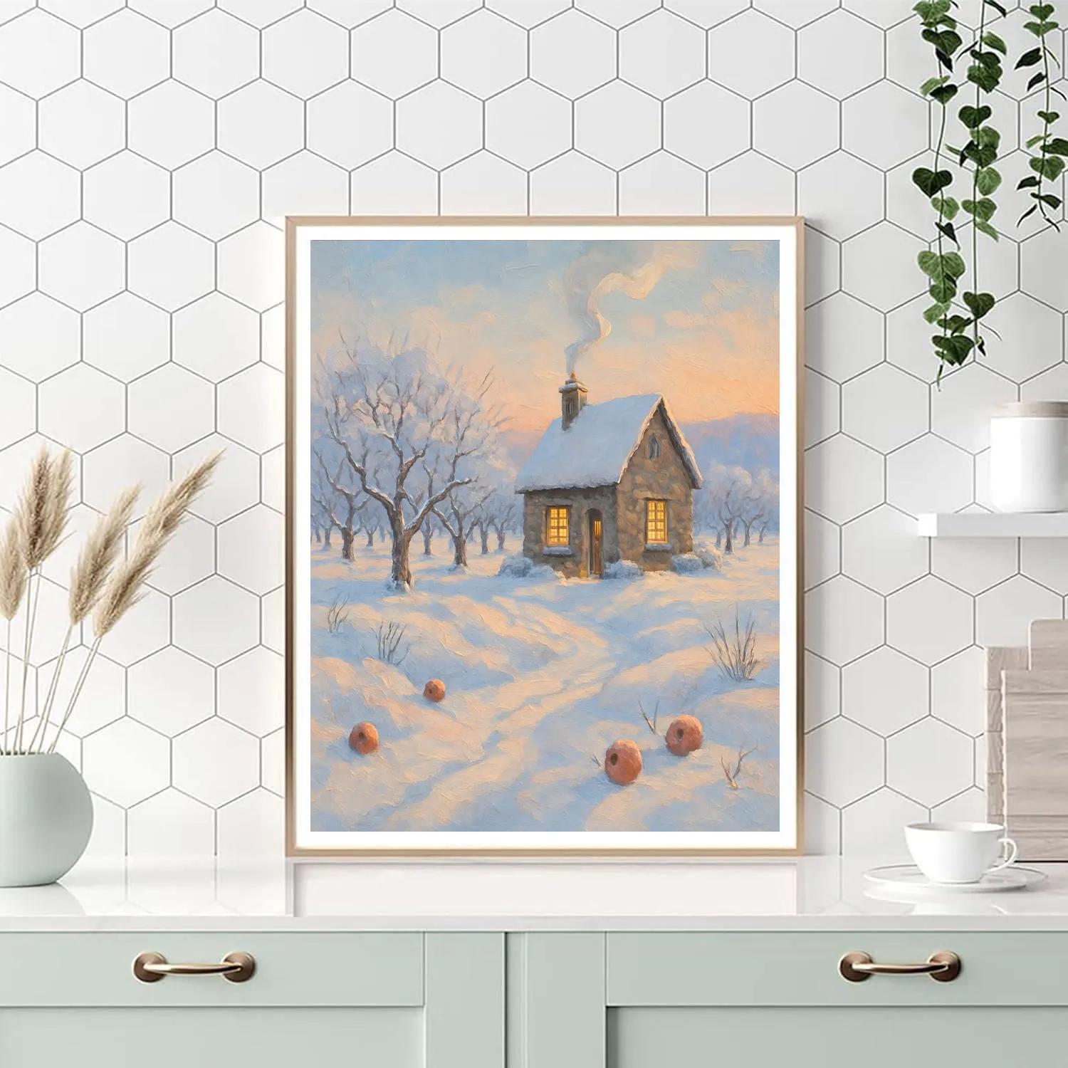 Sunrise Smoke Above The Orchard Cottage paint by number