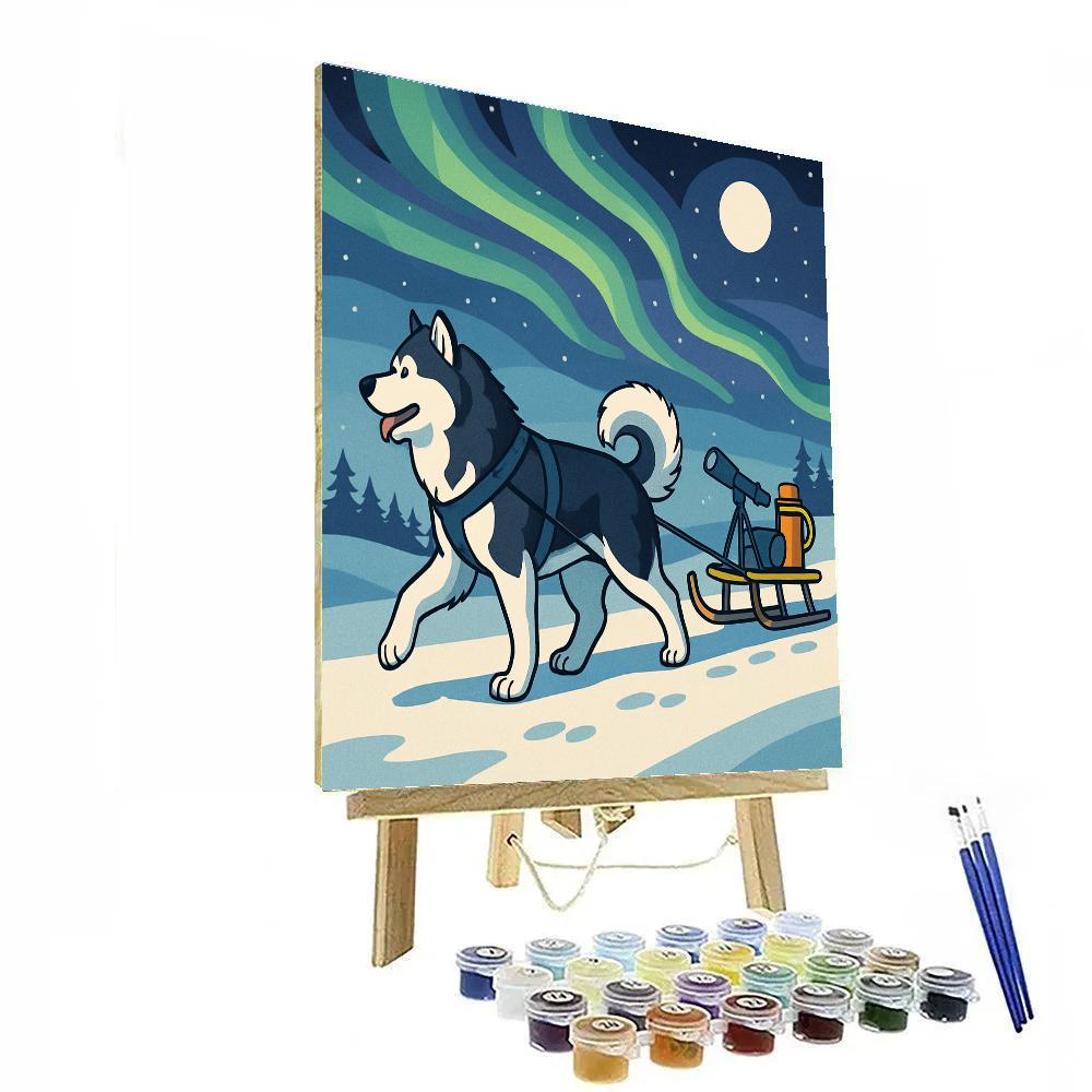 Stargazer Sled Team, Aurora Dog Number painting