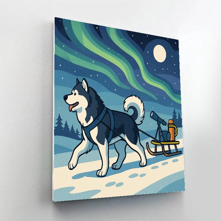 Stargazer Sled Team, Aurora Dog Number painting