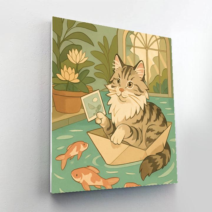 Riverboat Postcards With Cat Companion painting number kit
