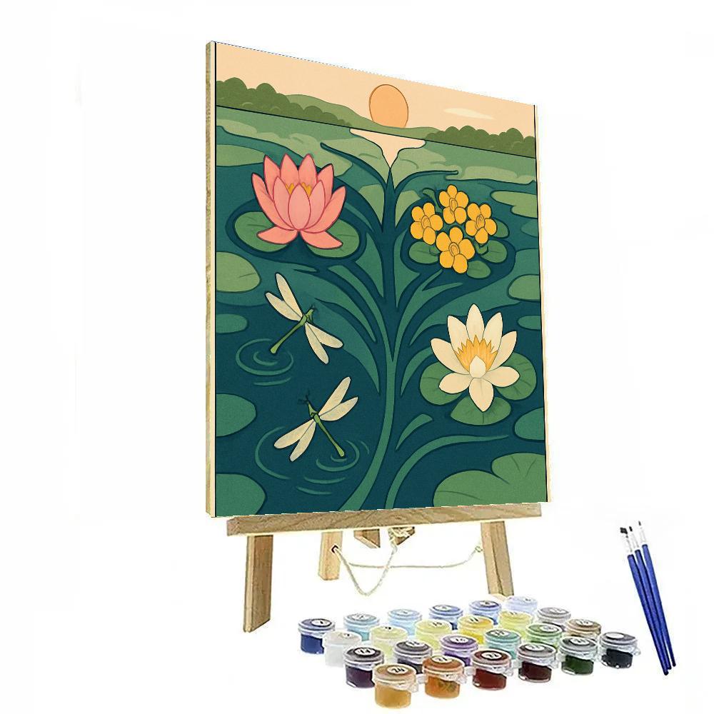 River Delta In Bloom With Flowers paint by number