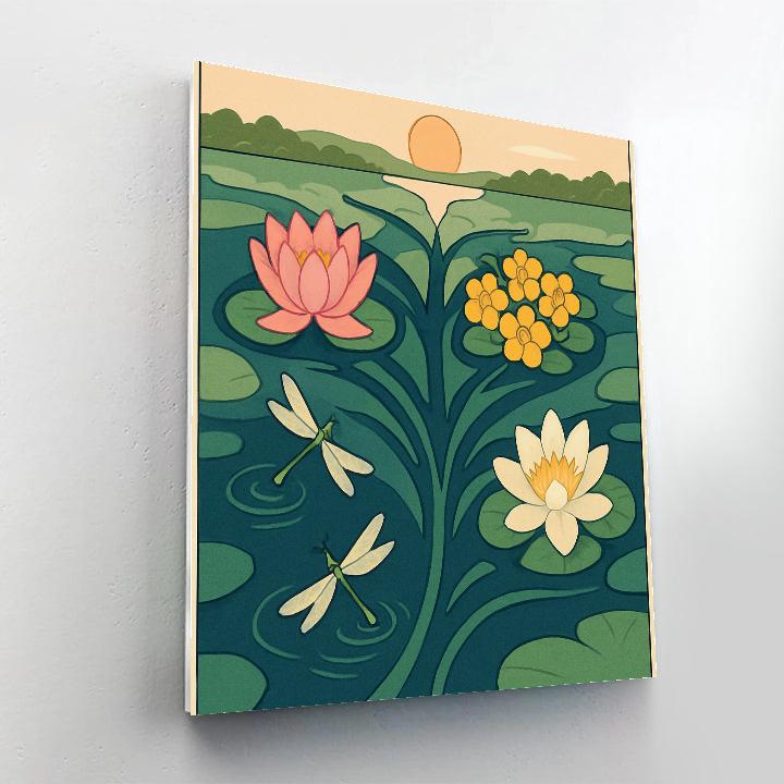 River Delta In Bloom With Flowers paint by number