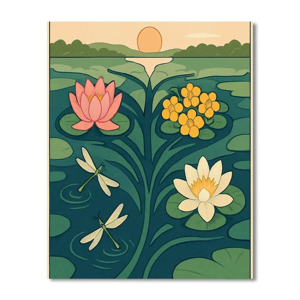 River Delta In Bloom With Flowers paint by number