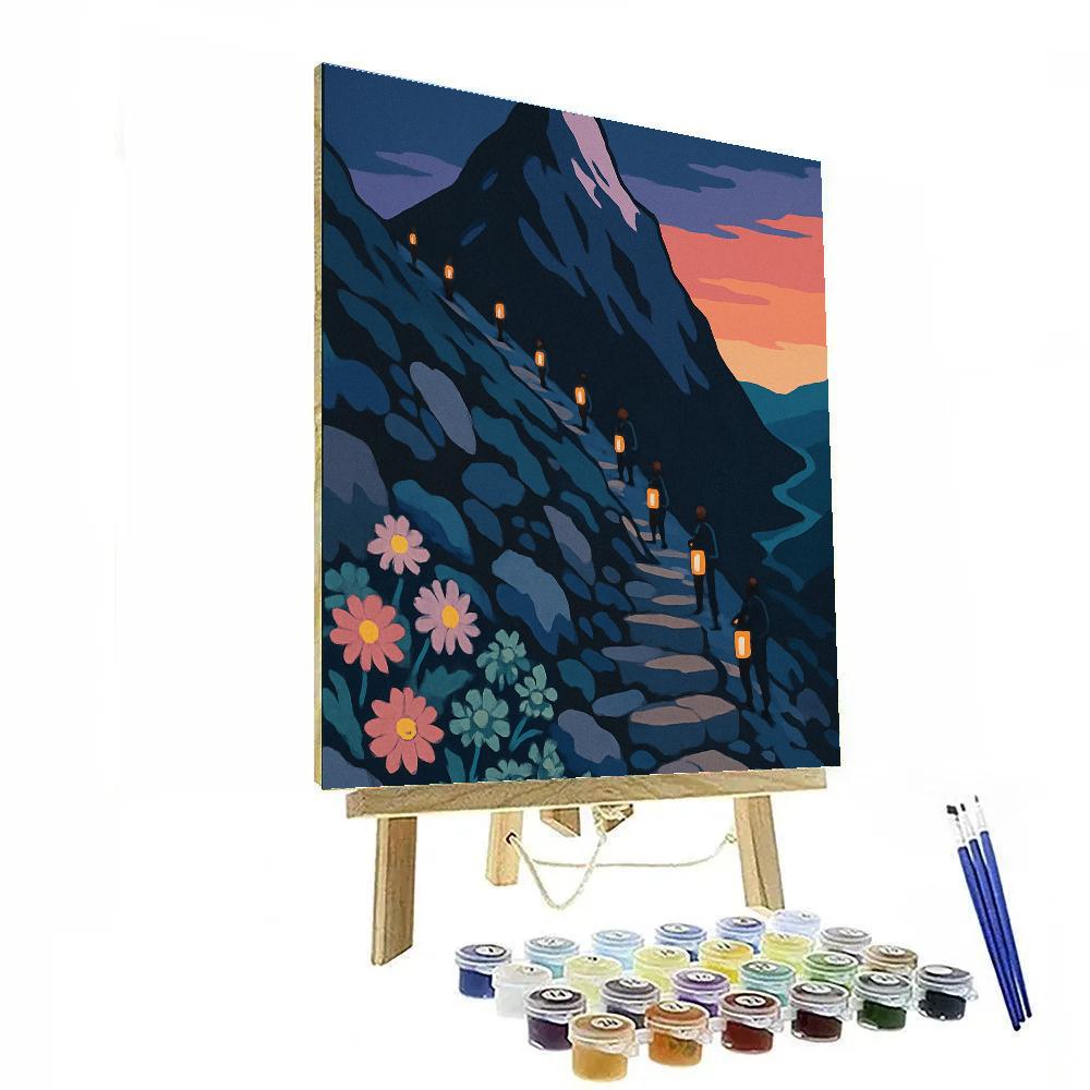 Mountain Lantern Festival Ascent paint by number