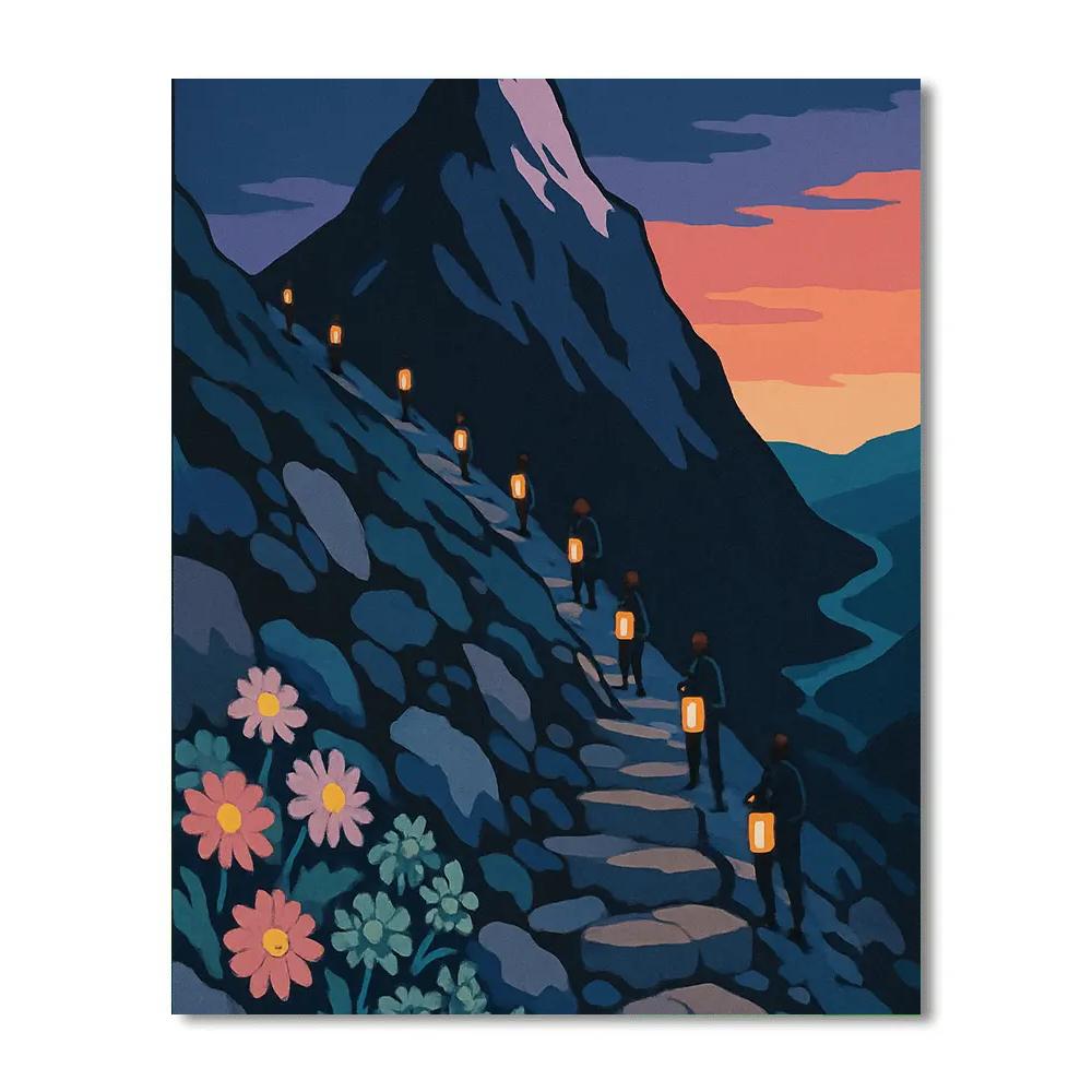 Mountain Lantern Festival Ascent paint by number