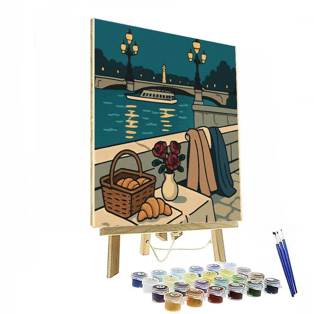 Seine Lantern Picnic, Reflections In Paris DIY paint by numbers