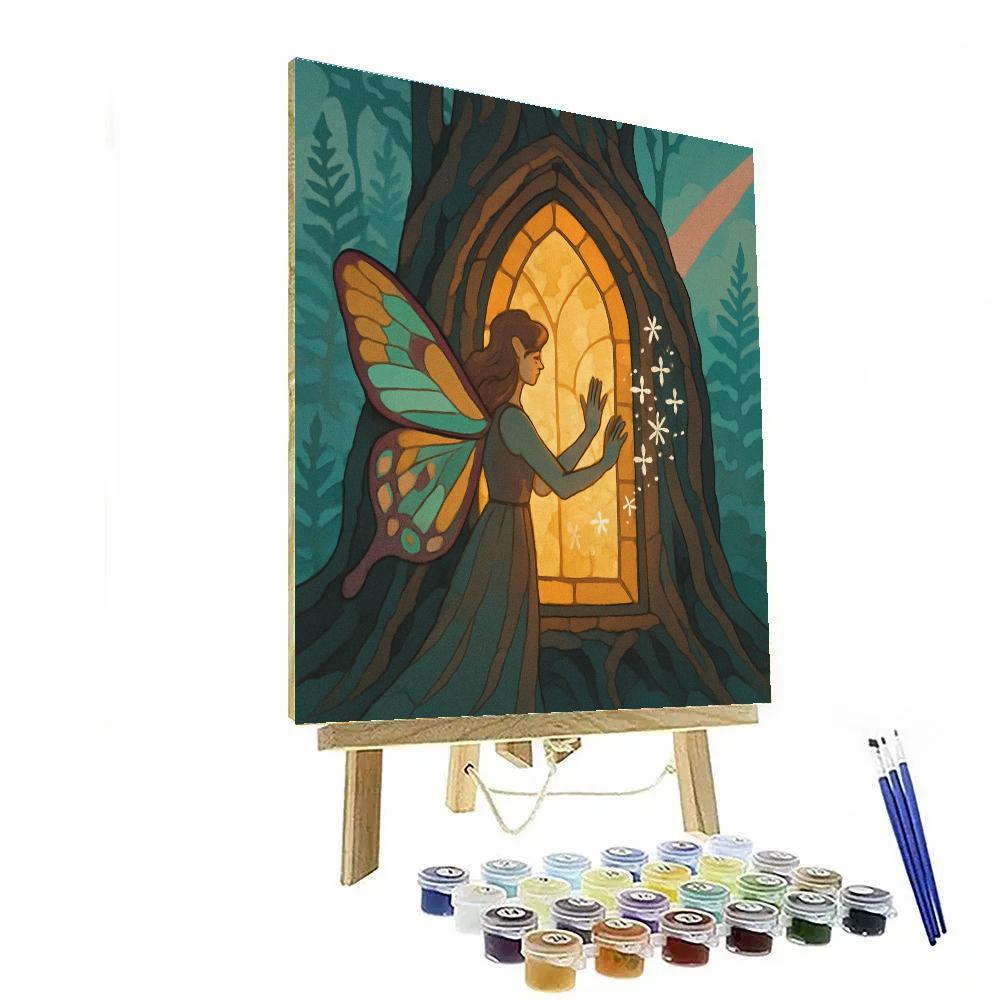 Vellum Window With Fairy Stained Light paint by color