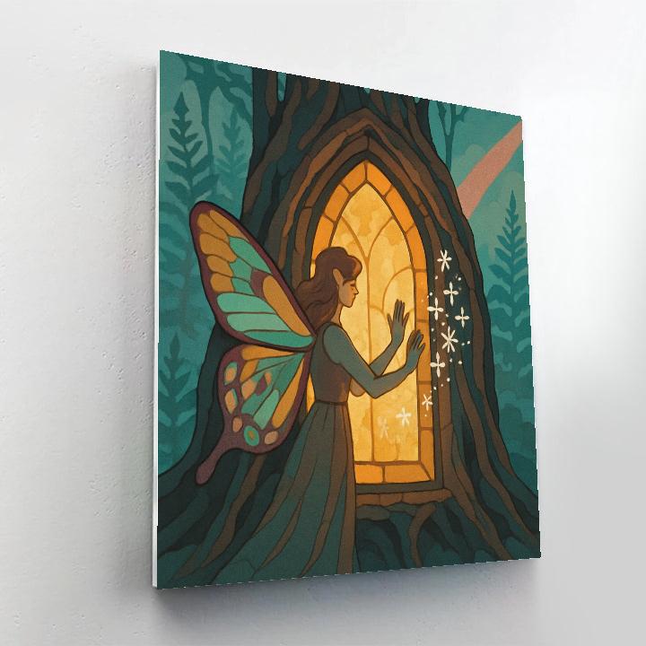 Vellum Window With Fairy Stained Light paint by color