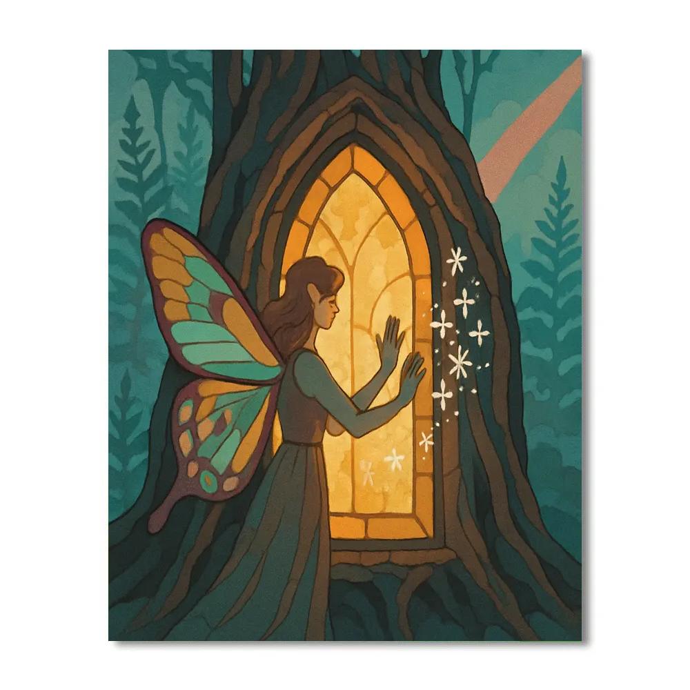 Vellum Window With Fairy Stained Light paint by color
