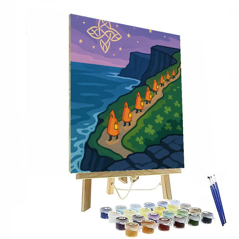 Lantern Procession Across Ireland Sea Cliffs Paint by numbers kits