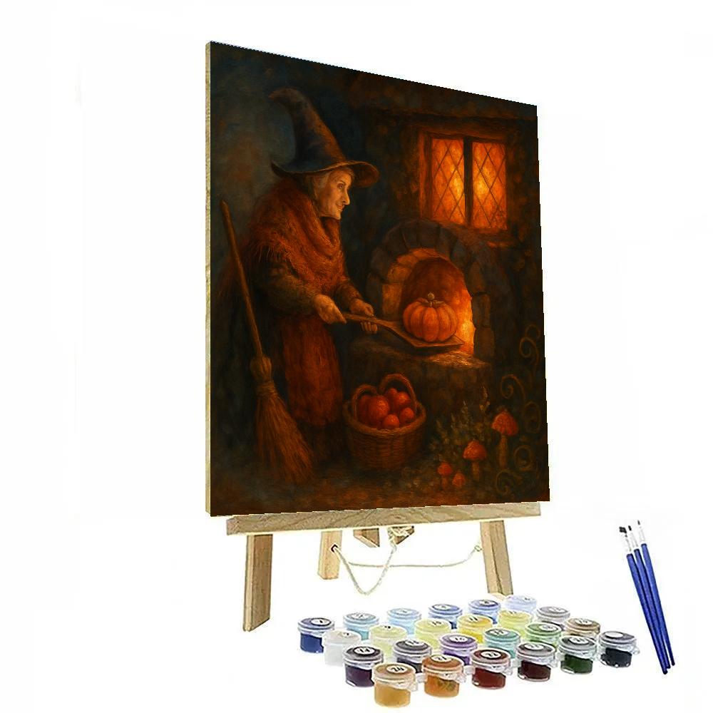 Witch Cottage Bread And Broomsticks Paint by numbers art