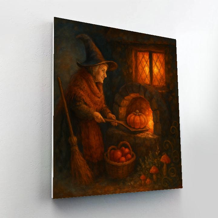 Witch Cottage Bread And Broomsticks Paint by numbers art