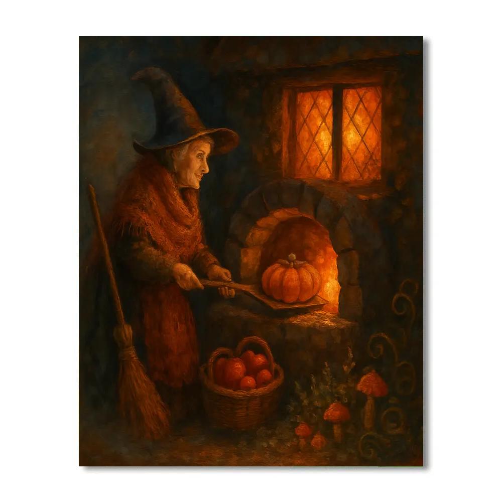 Witch Cottage Bread And Broomsticks Paint by numbers art
