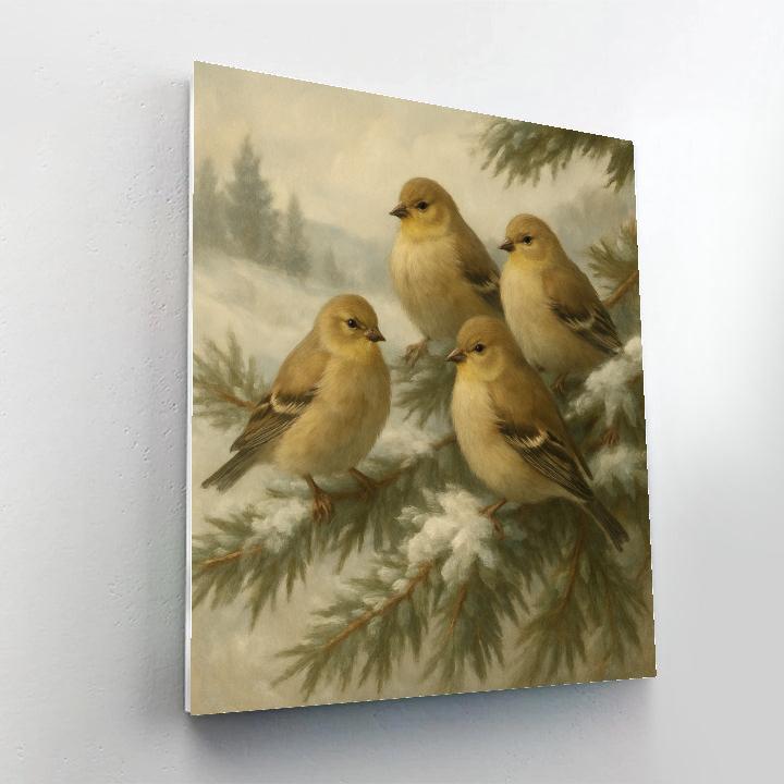 Snowy Cedar Rest For Goldfinches Painting by numbers kit