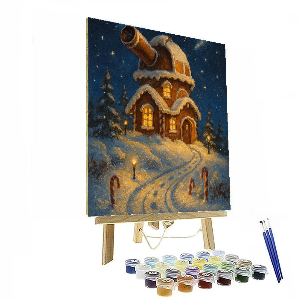 Gingerbread Observatory On The Snowy Hill paint by color