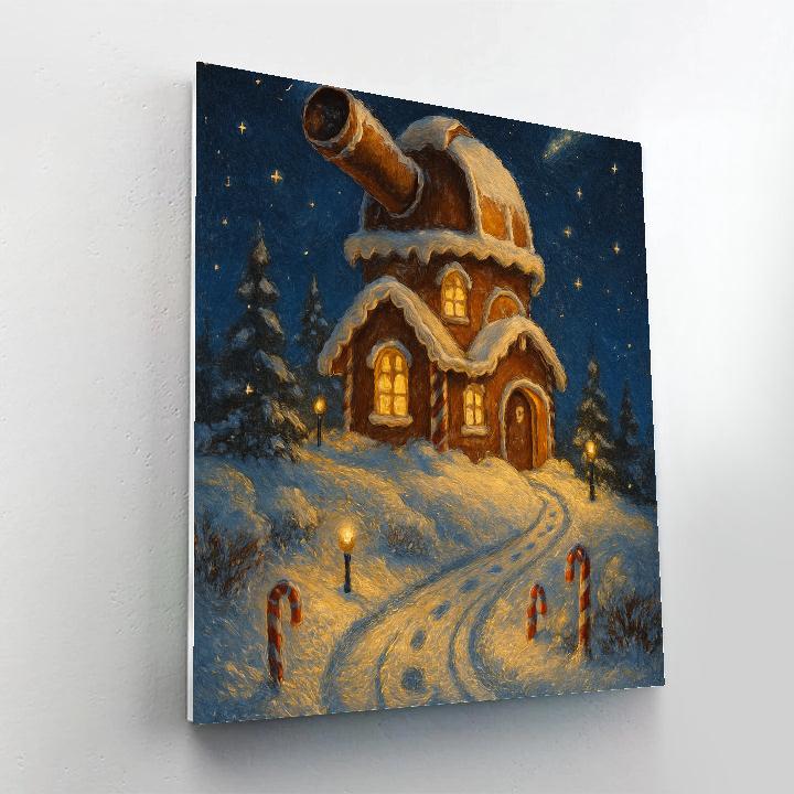 Gingerbread Observatory On The Snowy Hill paint by color