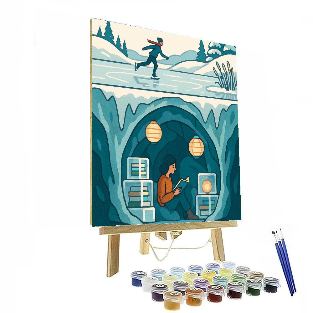 Lantern Library Under Winter Ice Paint by numbers kits