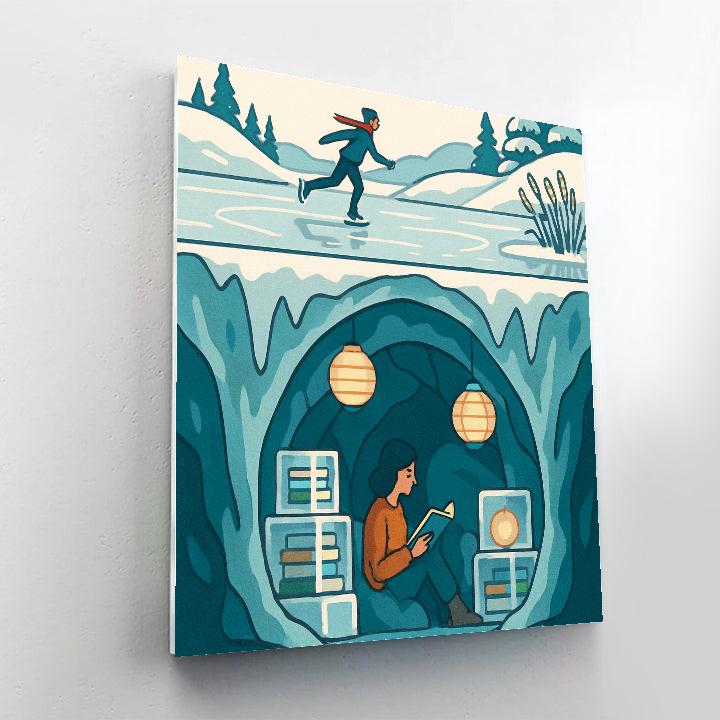 Lantern Library Under Winter Ice Paint by numbers kits