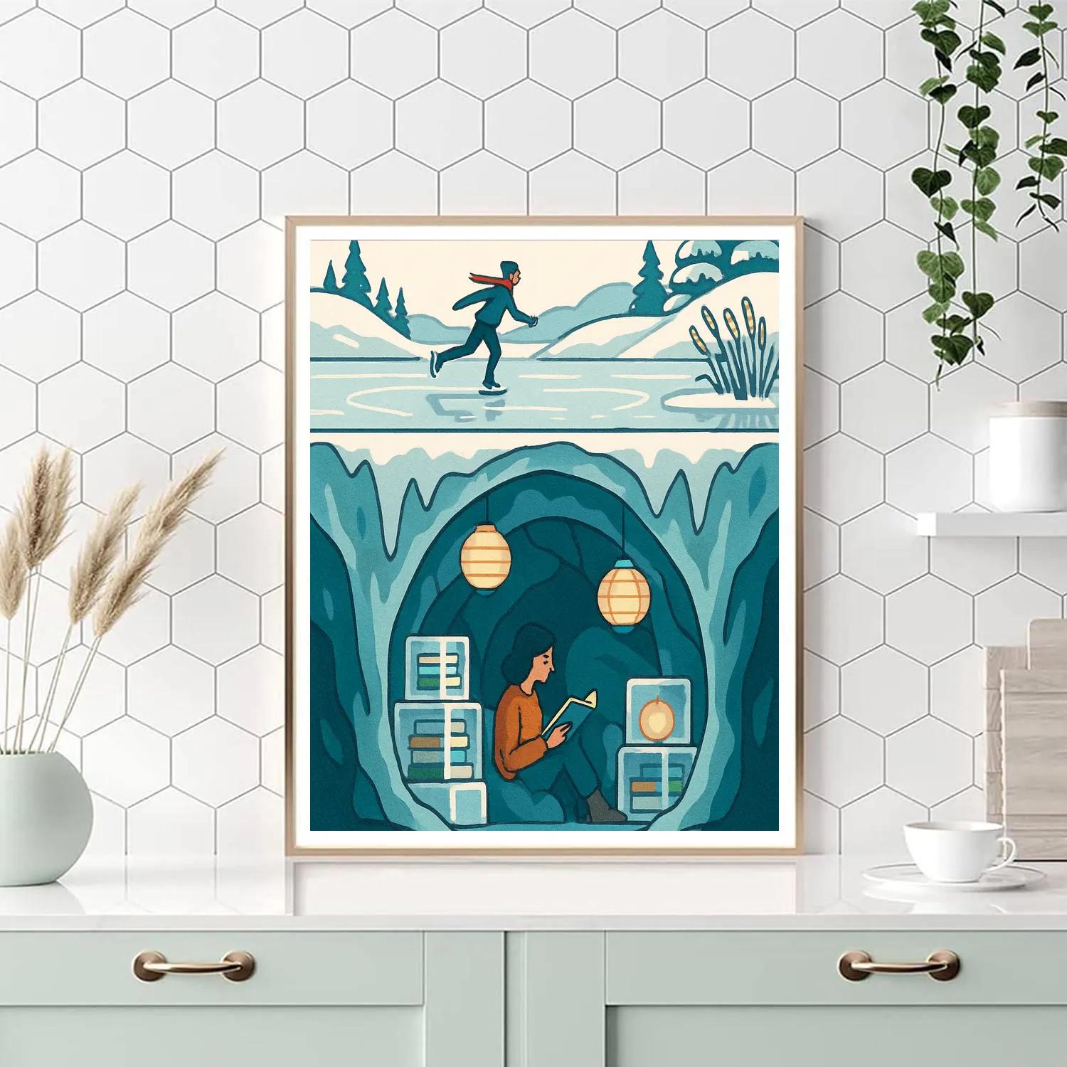 Lantern Library Under Winter Ice Paint by numbers kits