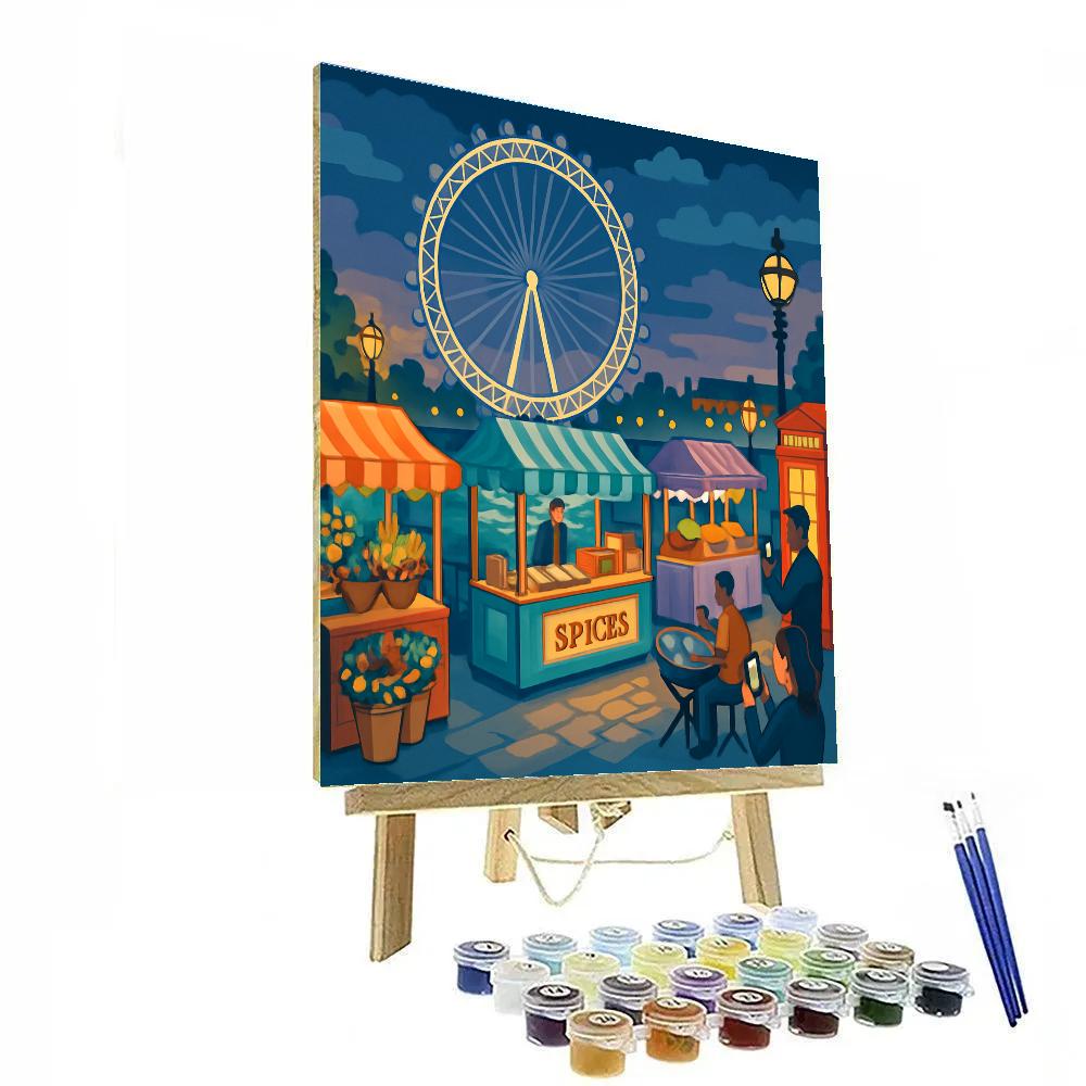 Night Market Lanterns In London Numbered painting kits