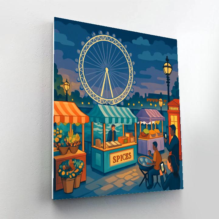 Night Market Lanterns In London Numbered painting kits