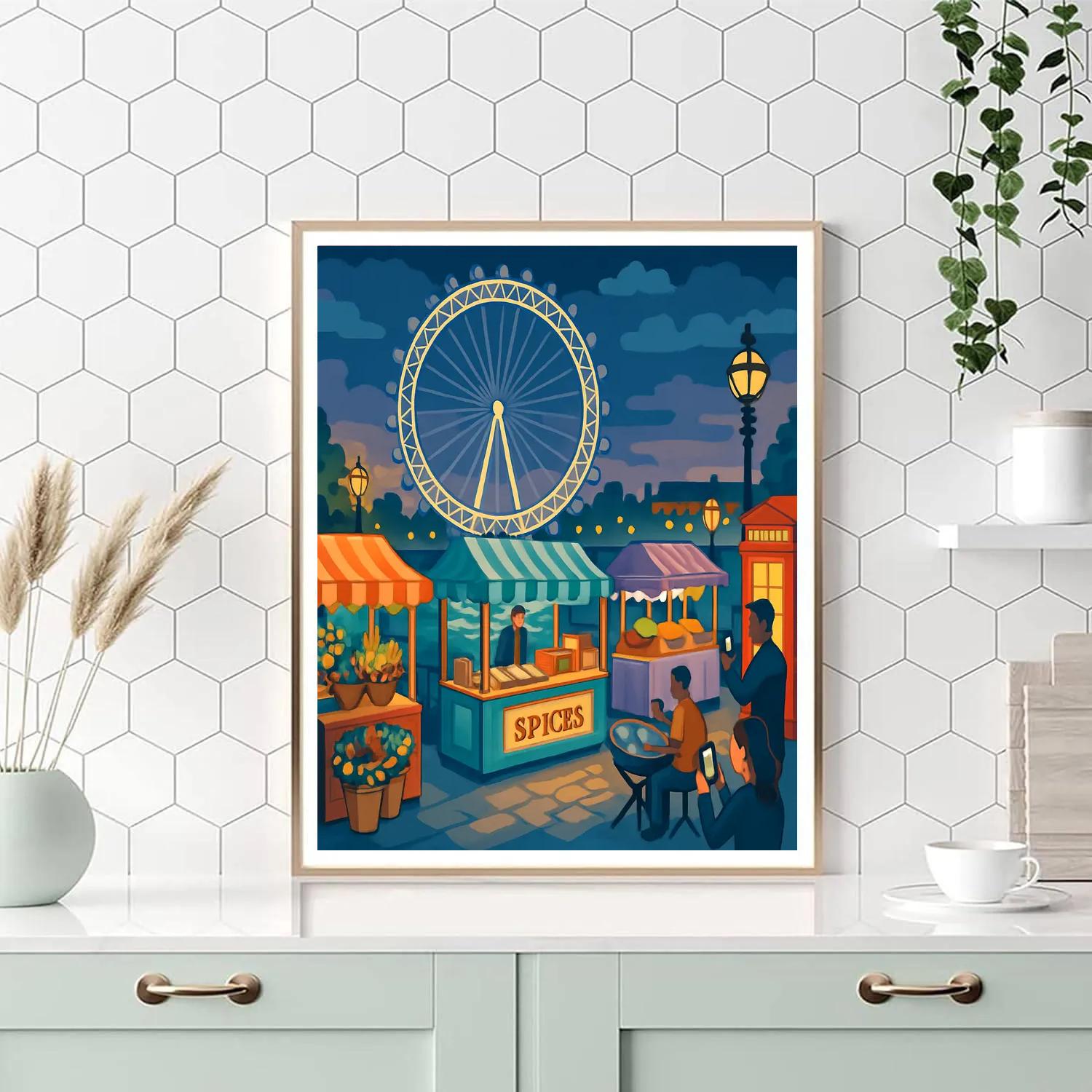 Night Market Lanterns In London Numbered painting kits