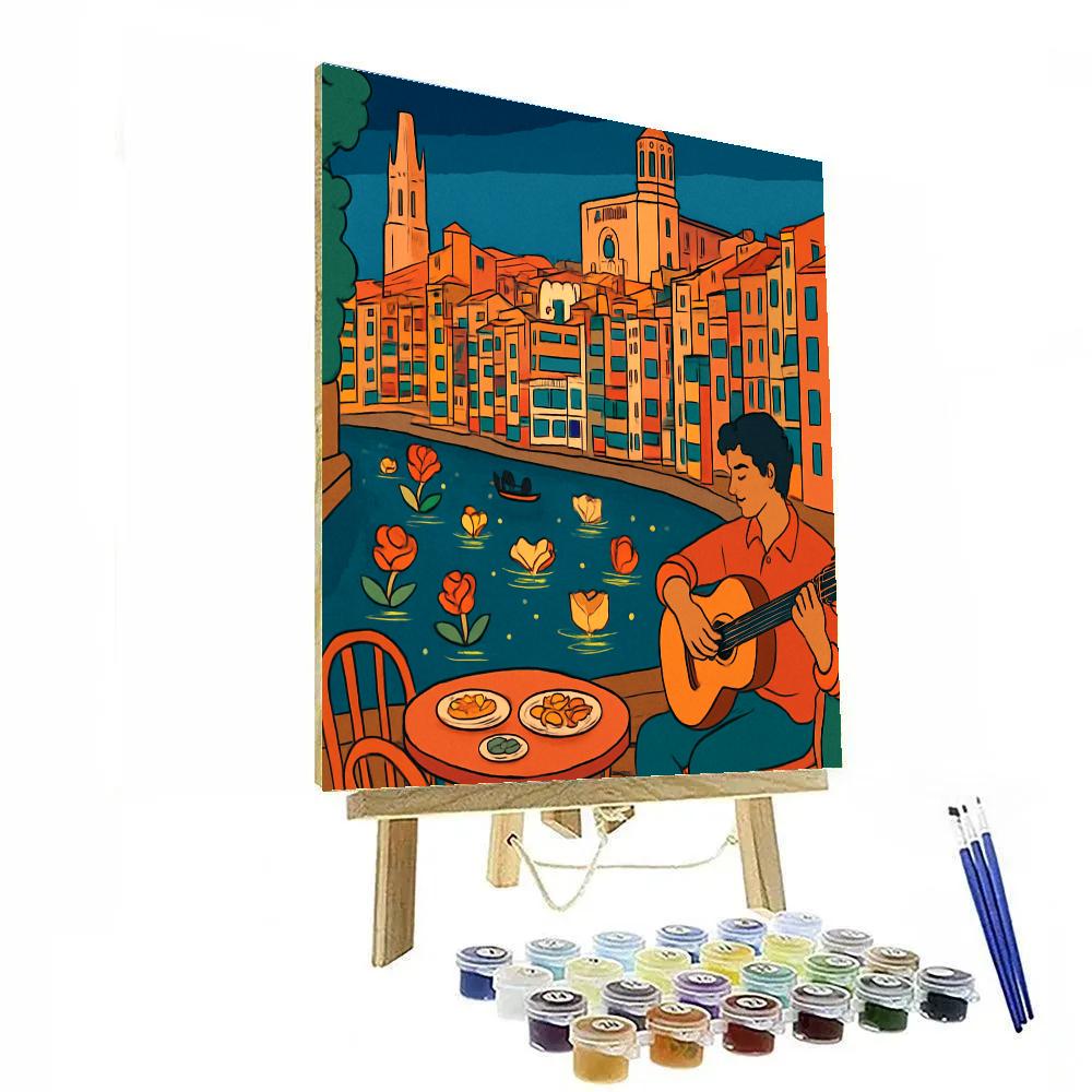 Lantern Festival Over The Onyar In Spain paint by color