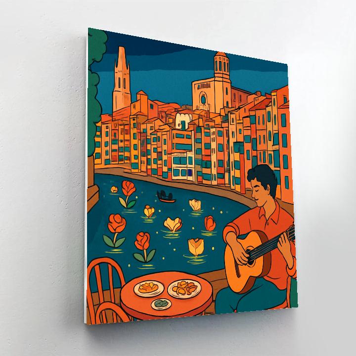 Lantern Festival Over The Onyar In Spain paint by color