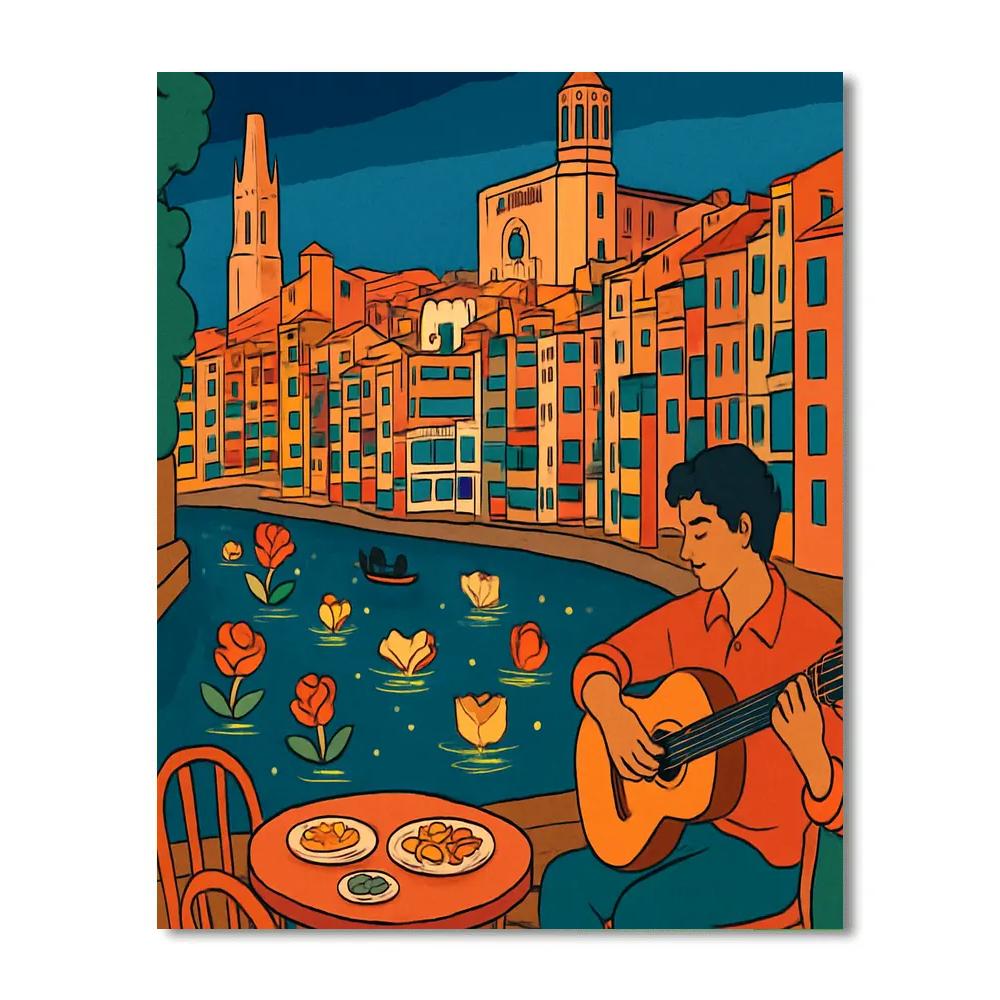 Lantern Festival Over The Onyar In Spain paint by color