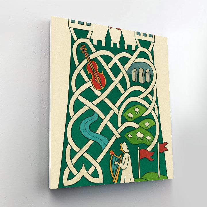 Celtic Knotwork Ireland Crafted Castle Map Numbered painting kits