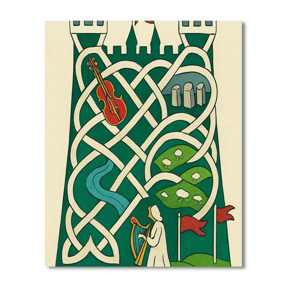 Celtic Knotwork Ireland Crafted Castle Map Numbered painting kits