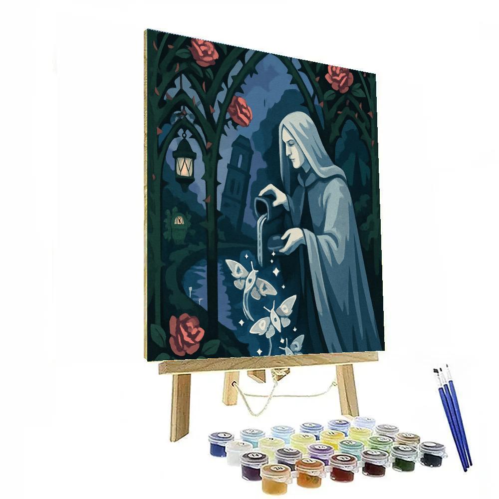 Moonlit Garden In Gothic Shade paint by numbers