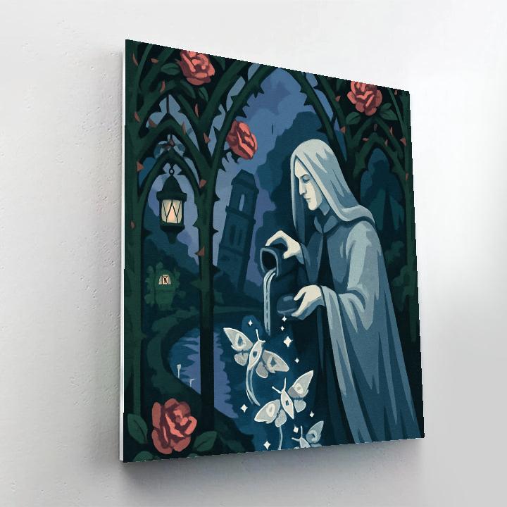 Moonlit Garden In Gothic Shade paint by numbers