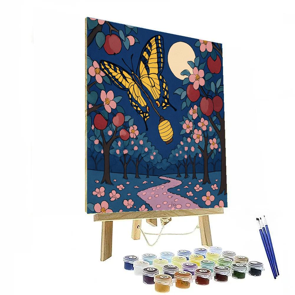 Moonlit Orchard With Butterfly Lanterns paint by numbers