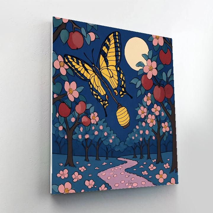 Moonlit Orchard With Butterfly Lanterns paint by numbers