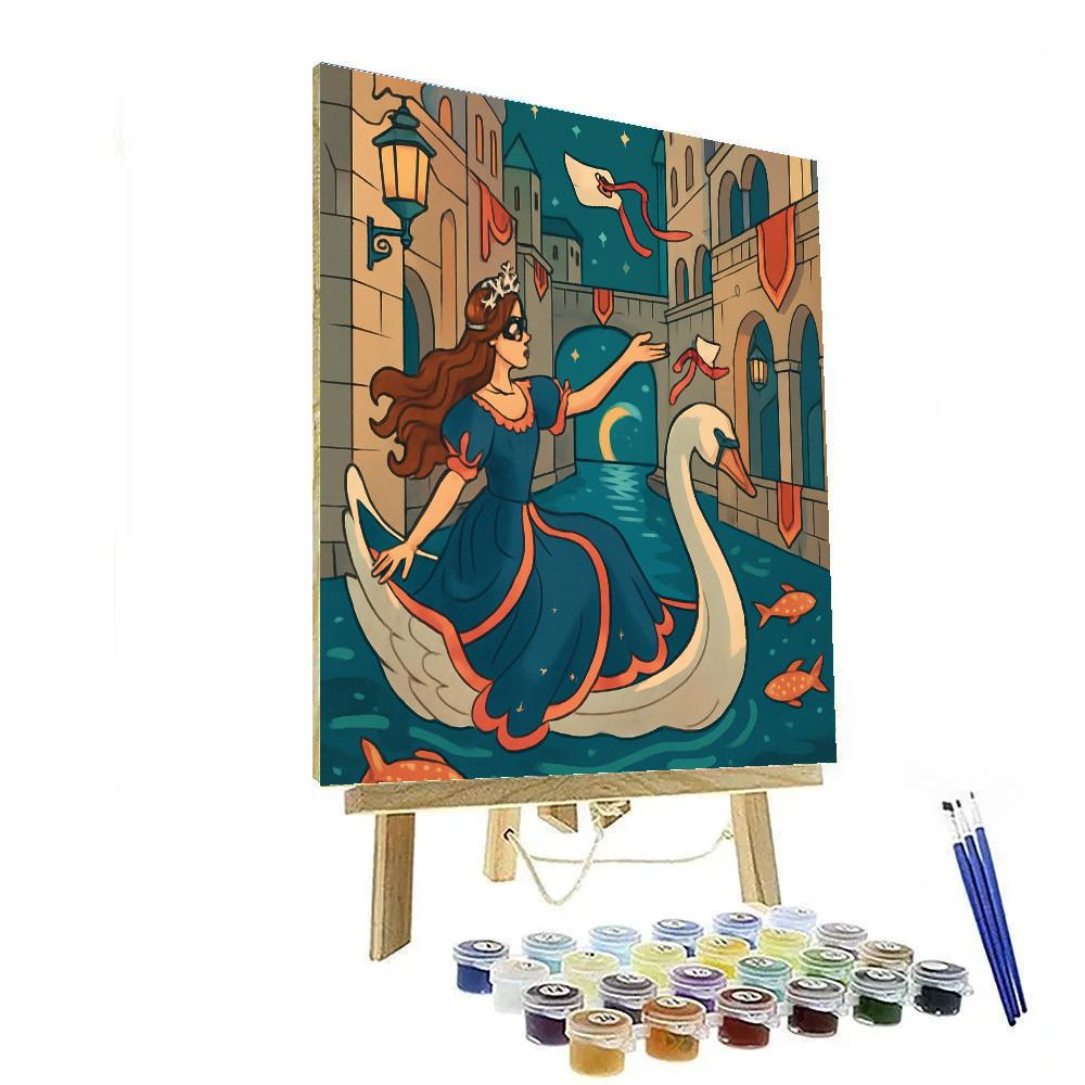 Moonlit Canal With Princess Masquerade painting number kit