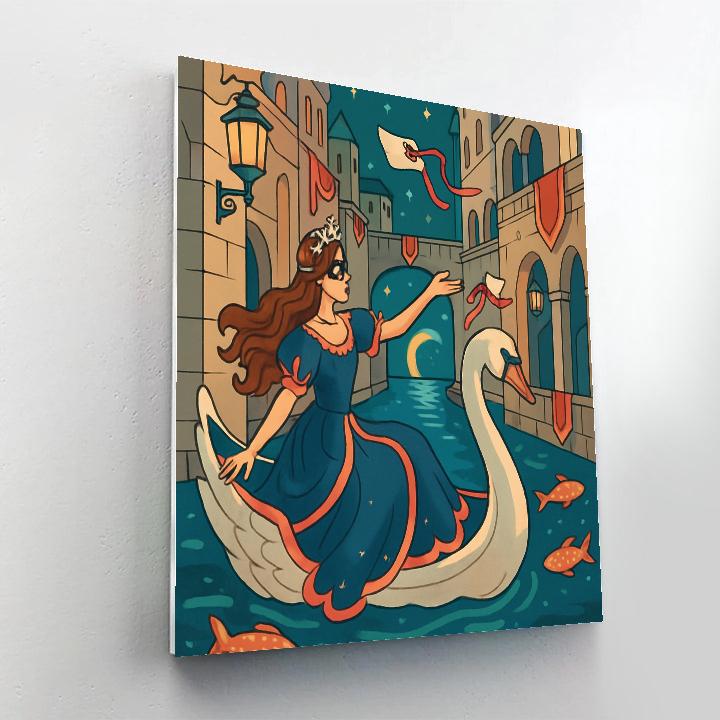 Moonlit Canal With Princess Masquerade painting number kit