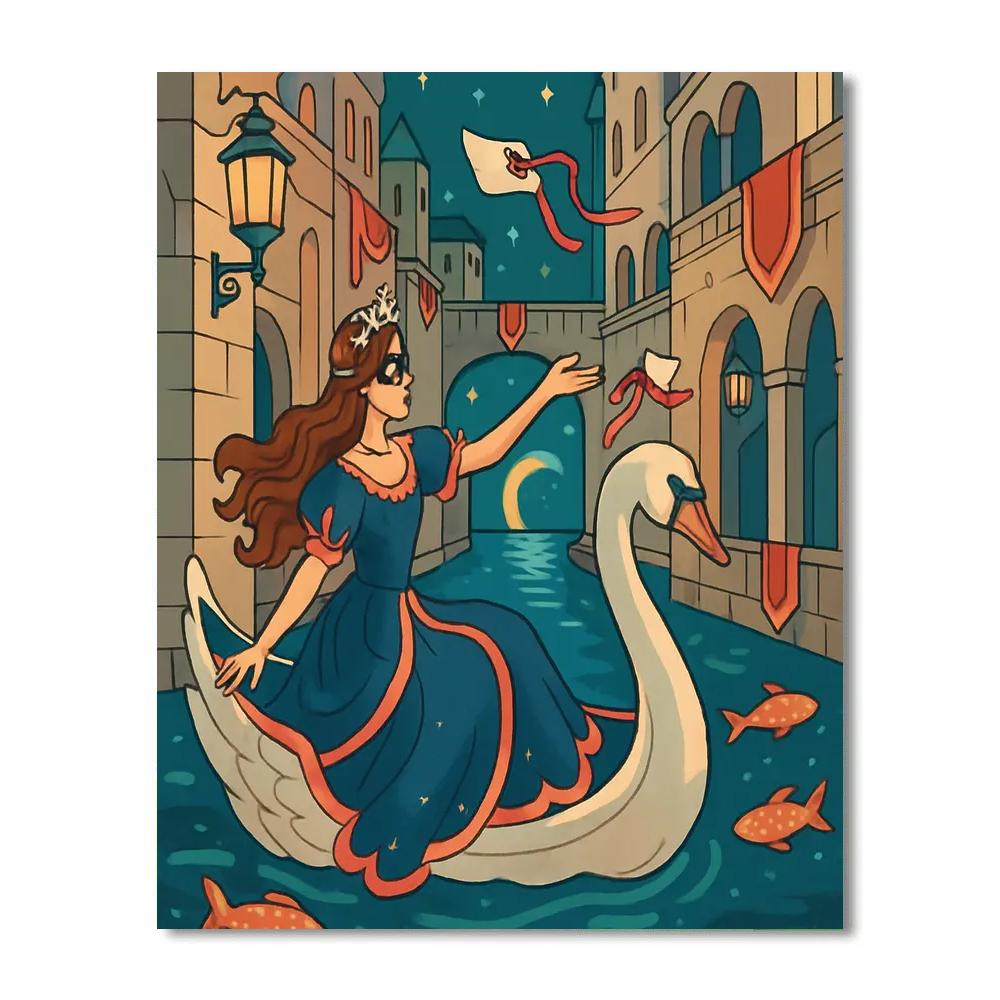 Moonlit Canal With Princess Masquerade painting number kit